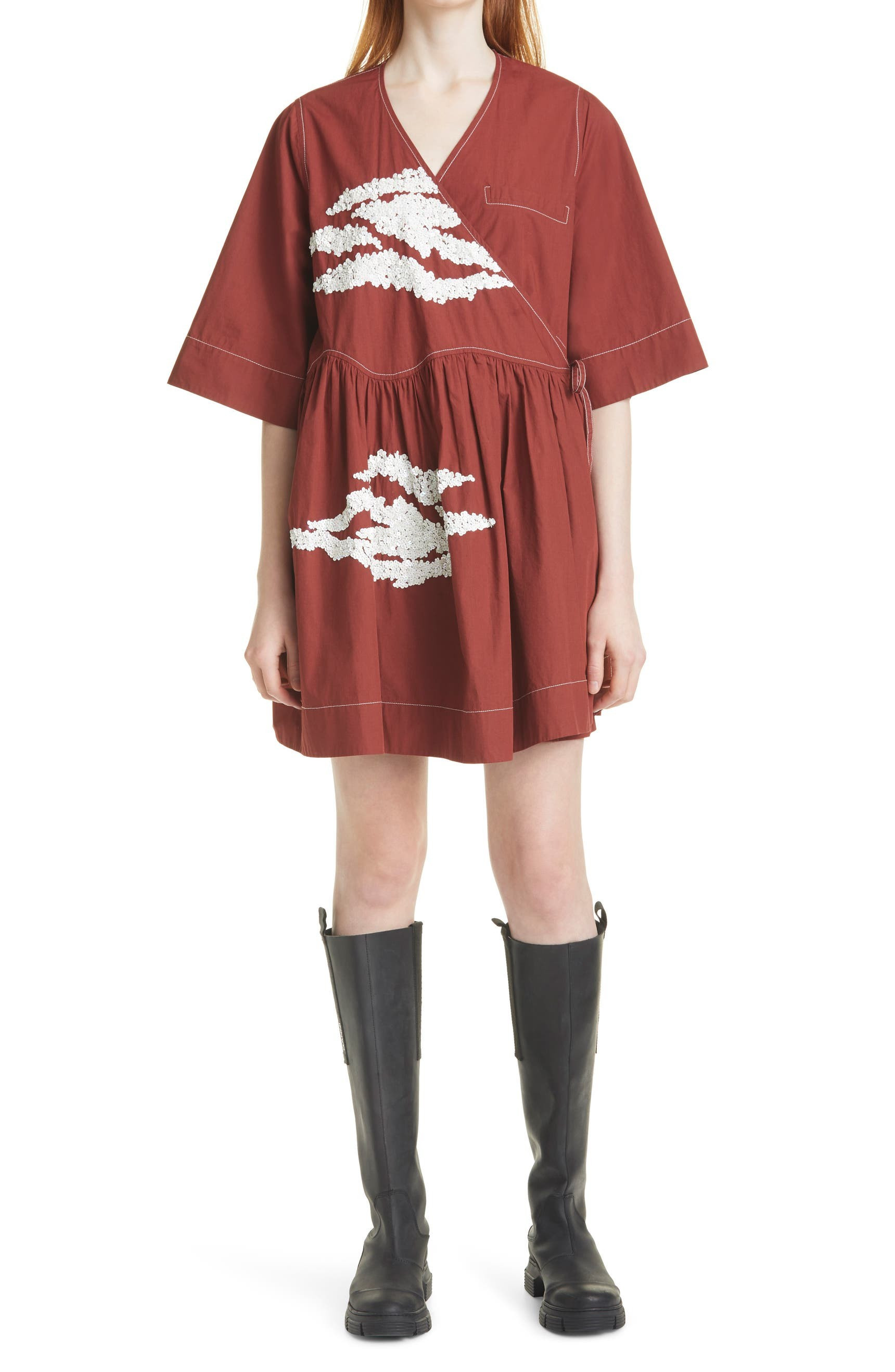 Sequin Clouds Organic Cotton Wrap Dress | Nordstrom