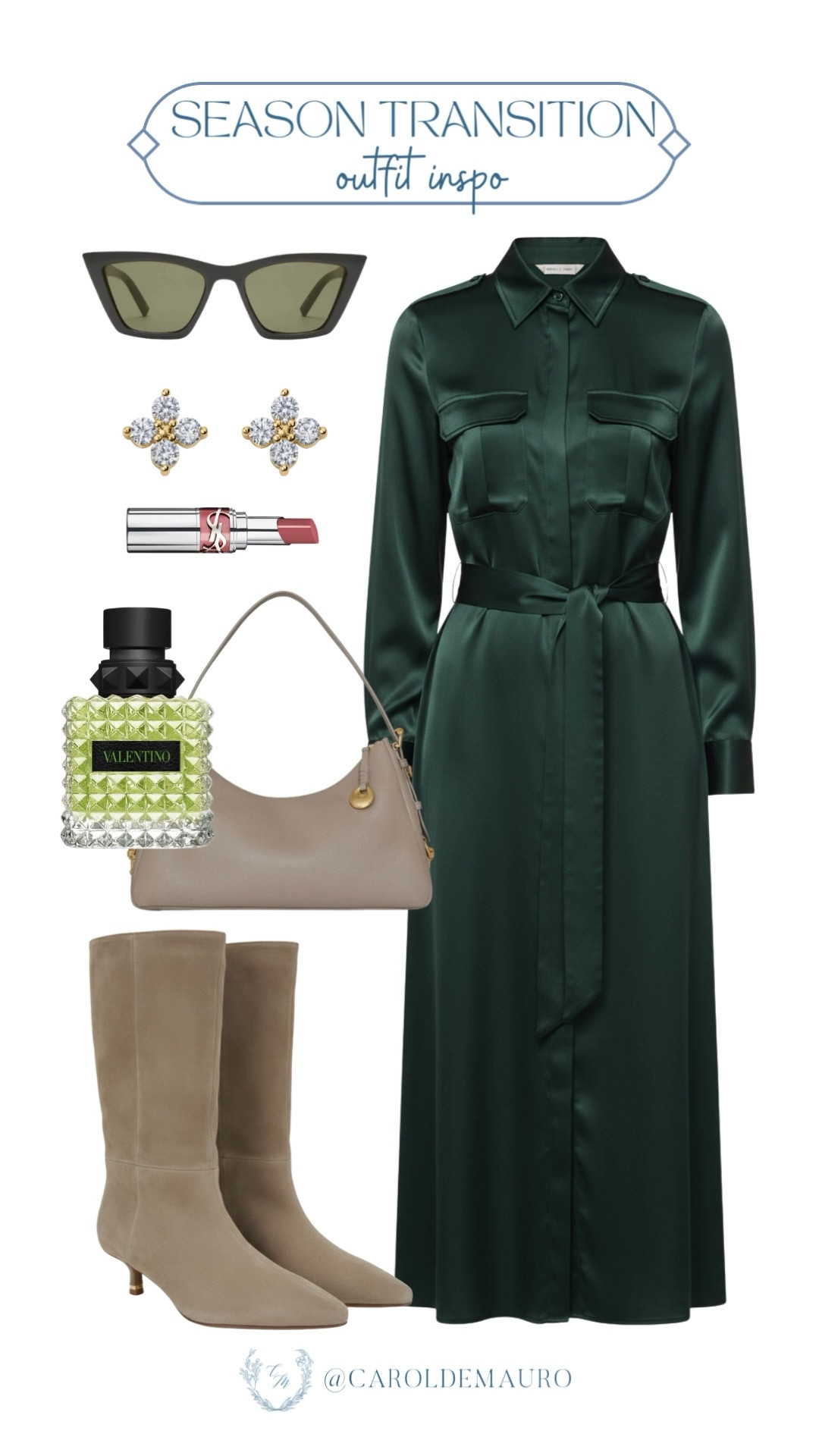 Stay chic through the seasons with this gorgeous emerald silk maxi dress! Pair it with neutral suede boots and a matching shoulder bag for a sophisticated look that works for any occasion.

casual dress, transitional outfit, spring ootd, street style inspo, capsule wardrobe, quiet luxury, brunch look, fashion inspo

#LTKU #LTKootd #LTKSeasonal