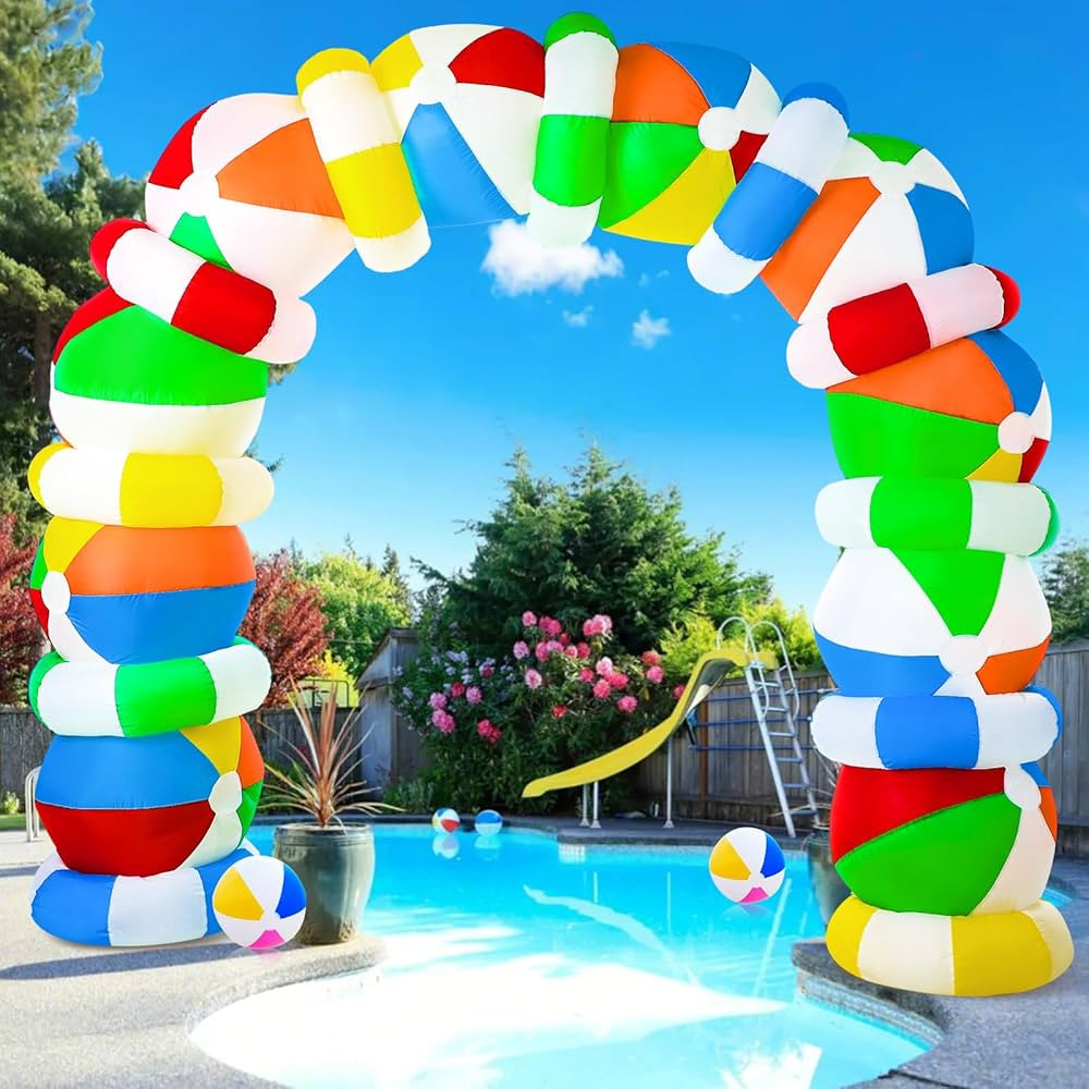Shappy 9ft Beach Ball Inflatables Arch Summer Outdoor Decorations Build in LED Lights Summer Infl... | Amazon (US)