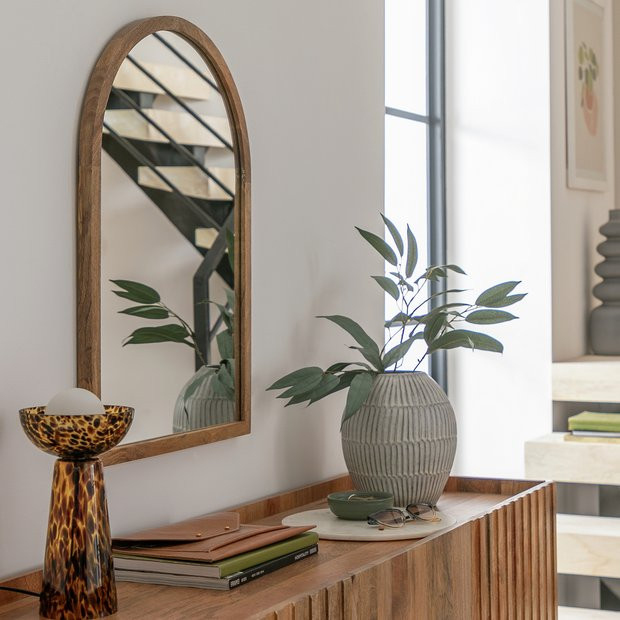 Habitat Mango Wood Arch Wall Mirror - Natural - 50x70cm 207/9125 | argos.co.uk