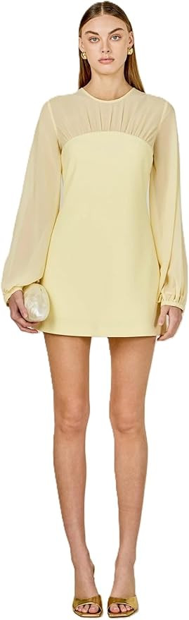 endless rose Women's Mixed Media Mini Dress with Puff Sleeves | Amazon (US)