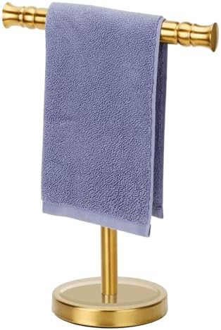 Gold Hand Towel Holder Stand for Bathroom Vanity Countertop SUS304 Stainless Steel T-Shape Free S... | Amazon (US)