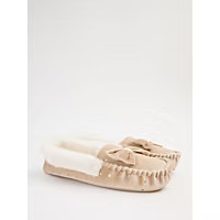 Cream Suedette Bow Moccasin Slippers | George at ASDA