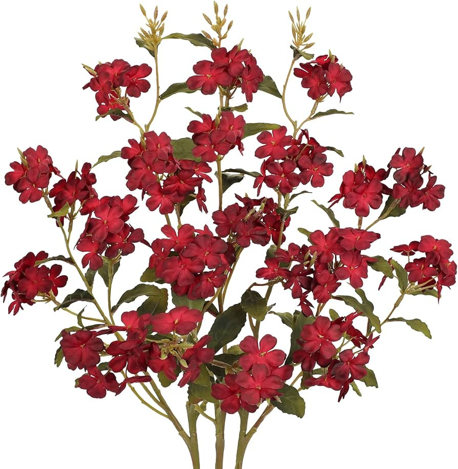 Briful Fall Artificial Hydrangea Flower Stems, 33.5" Silk Blossom Sprays with Bendable Stems, Set... | Amazon (US)