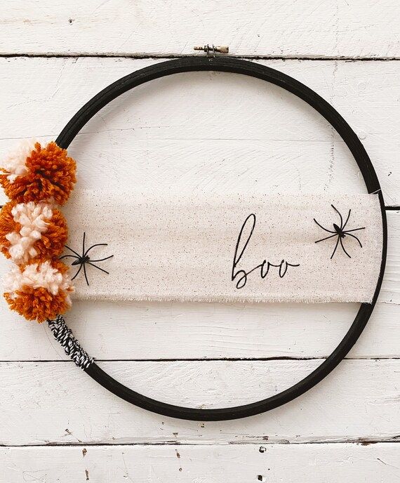 Modern Halloween Hoop Wreath// Boo Wreath// Fall Wreath// | Etsy | Etsy (US)