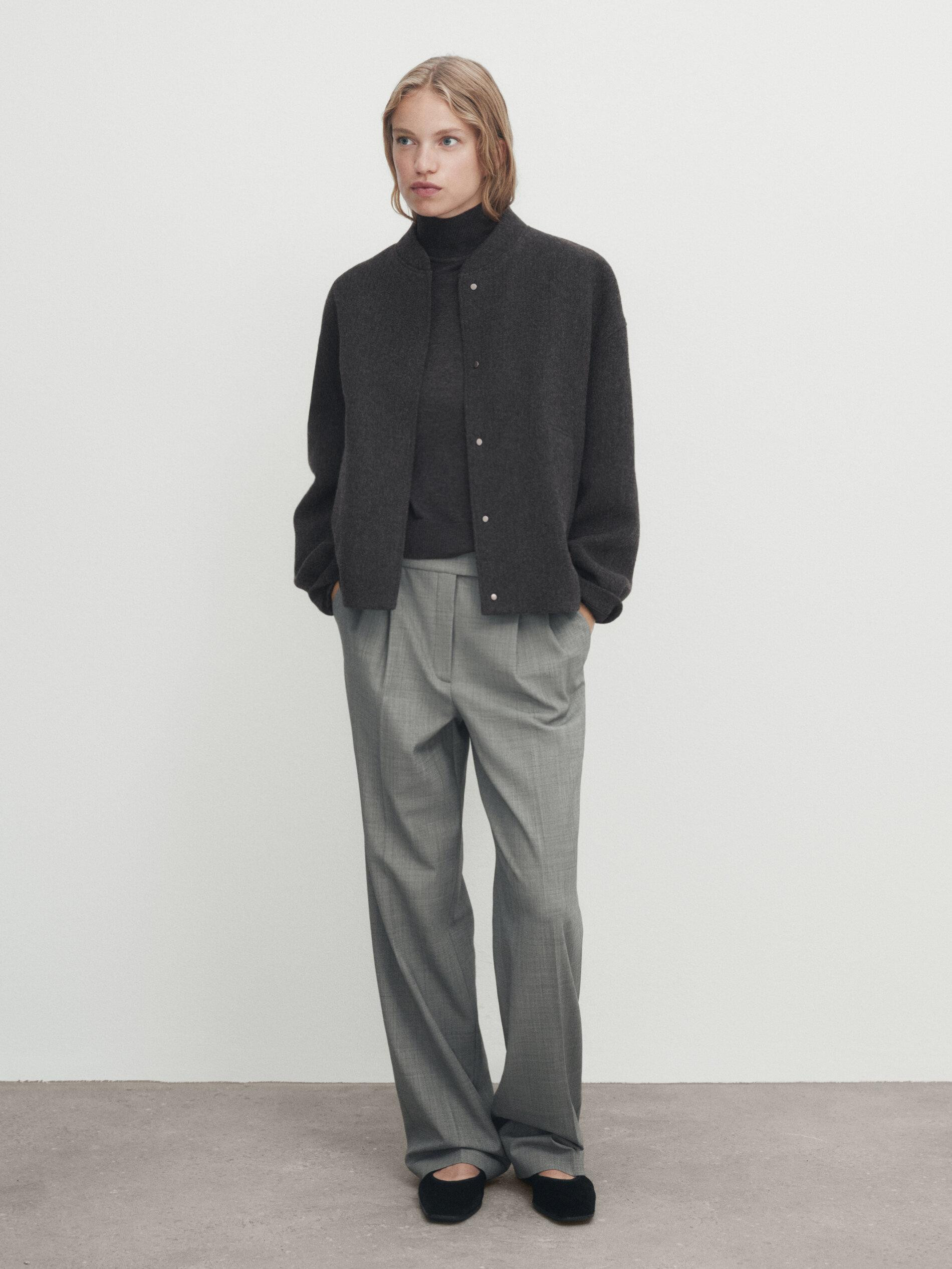 Wool blend bomber jacket | Massimo Dutti UK