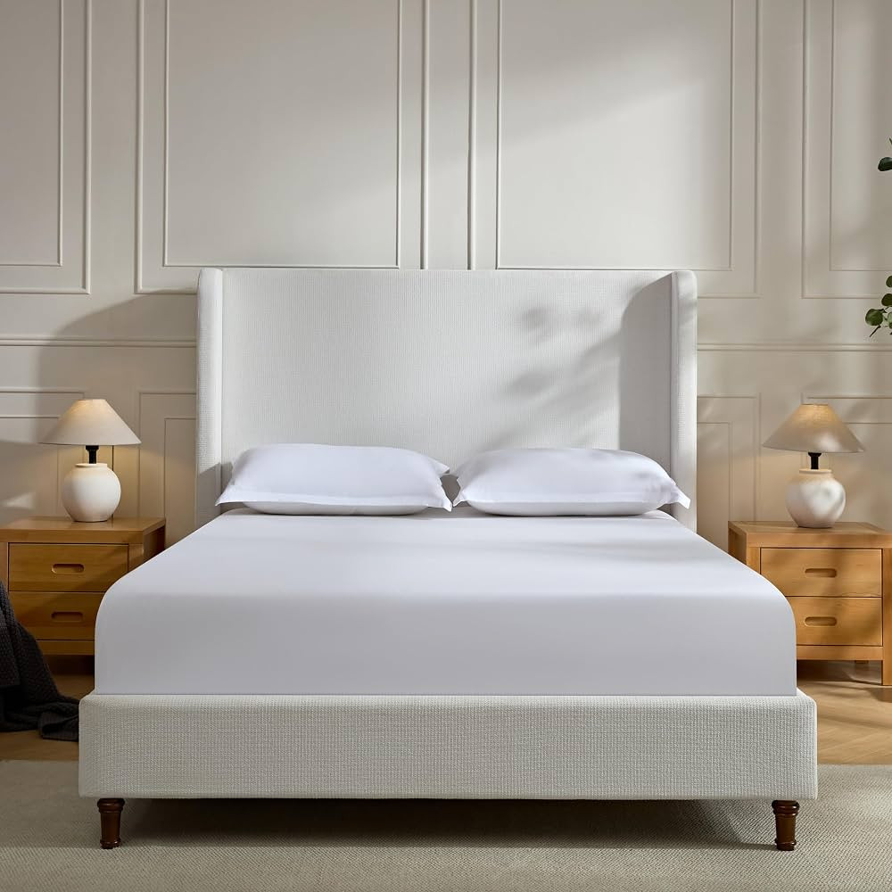 Queen 54" Tall Headboard Wingback Upholstered Platform Bed Frame Elegant Simplicity Chenille for ... | Amazon (US)
