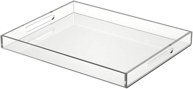 NIUBEE Acrylic Serving Tray 16x20 Inches -Spill Proof- Clear Decorative Tray Organiser for Ottoma... | Amazon (US)