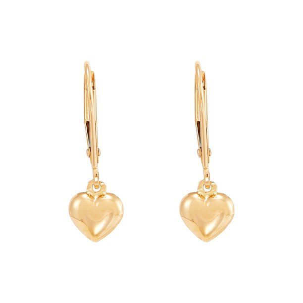 Brilliance Fine Jewelry 10K Yellow Gold Hollow Heart Leverback Earrings | Walmart (US)