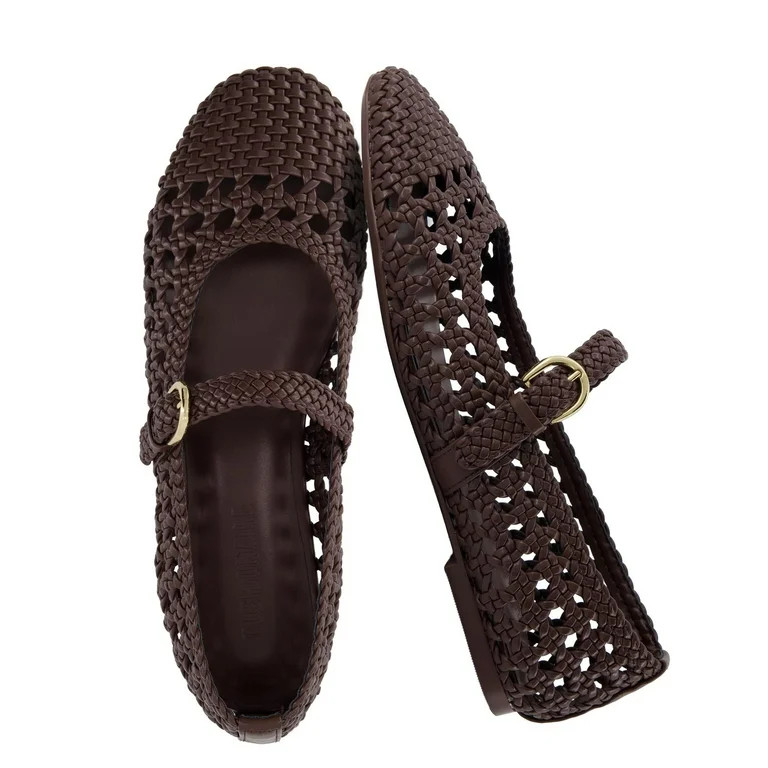 Cushionaire  Windsor Woven Womens Flats with Adjustable Strap – Comfortable Mary Jane Ballet Fl... | Walmart (US)