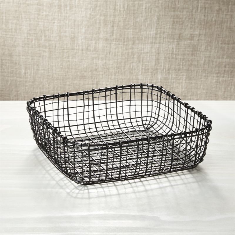 Bendt Iron Square Basket | Crate & Barrel