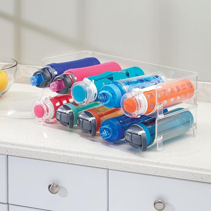 mDesign Plastic Free-Standing Water Bottle and Wine Rack Storage Organizer for Kitchen Countertop... | Amazon (US)