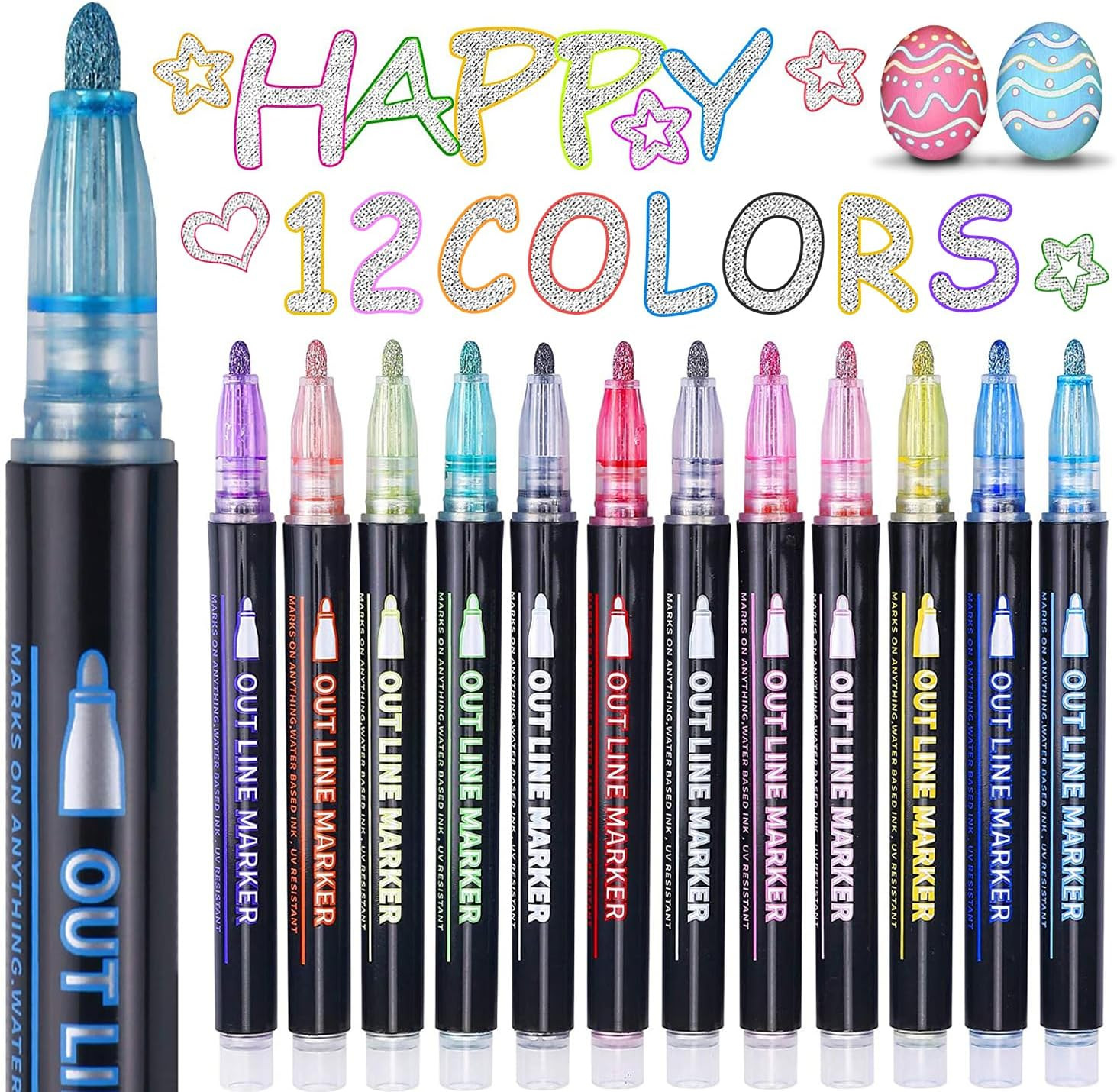 Easter Basket Stuffers, Outline Glitter Markers, Easter Basket Stuffers for Teens, Teen Girl Gift... | Amazon (US)