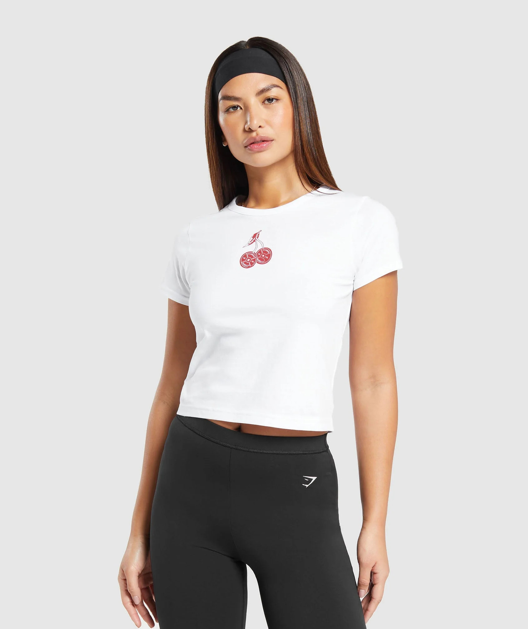 Gymshark Barbell Cherries Crop Top - White | Gymshark US