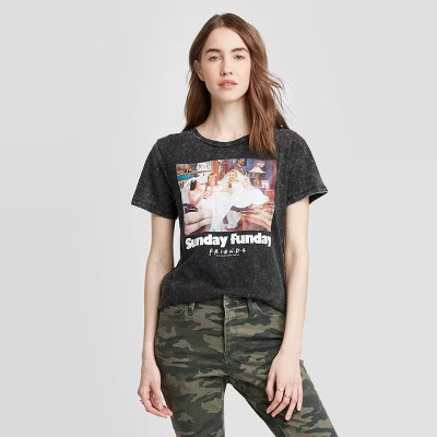 Women's Friends Sunday Funday Short Sleeve Graphic T-Shirt - Dark Gray | Target