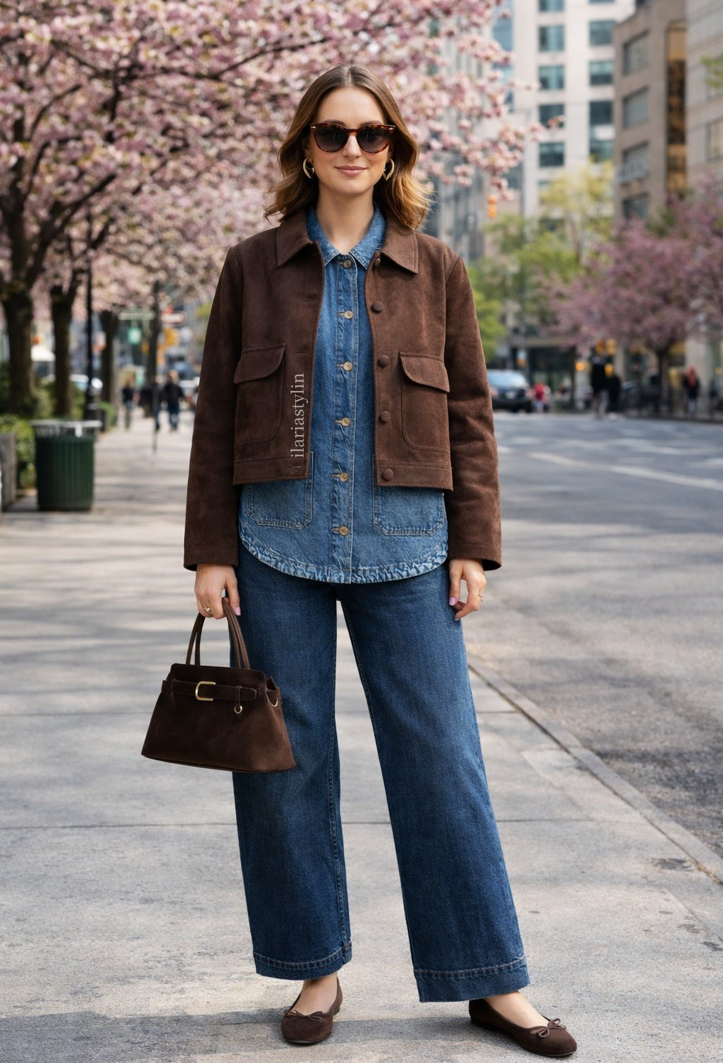Classic denim layered with rich browns 🤎outfit ideas, spring outfit, suede jacket, brown jacket, casual jacket, denim shacket, blue jeans, straight jeans, suede flats, suede ballet flats, brown flats, suede bag, brown bag, handbag, suede bag, casual outfit, casual chic outfit

#LTKSeasonal #LTKootd #LTKWorkwear