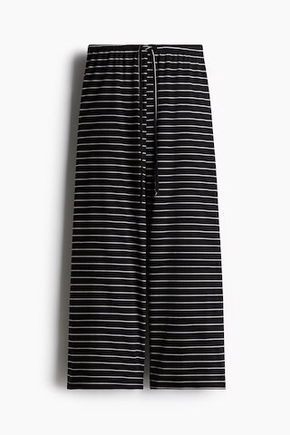 Cotton-blend trousers - White/Light blue striped - Ladies | H&M GB | H&M (UK, MY, IN, SG, PH, TW, HK)