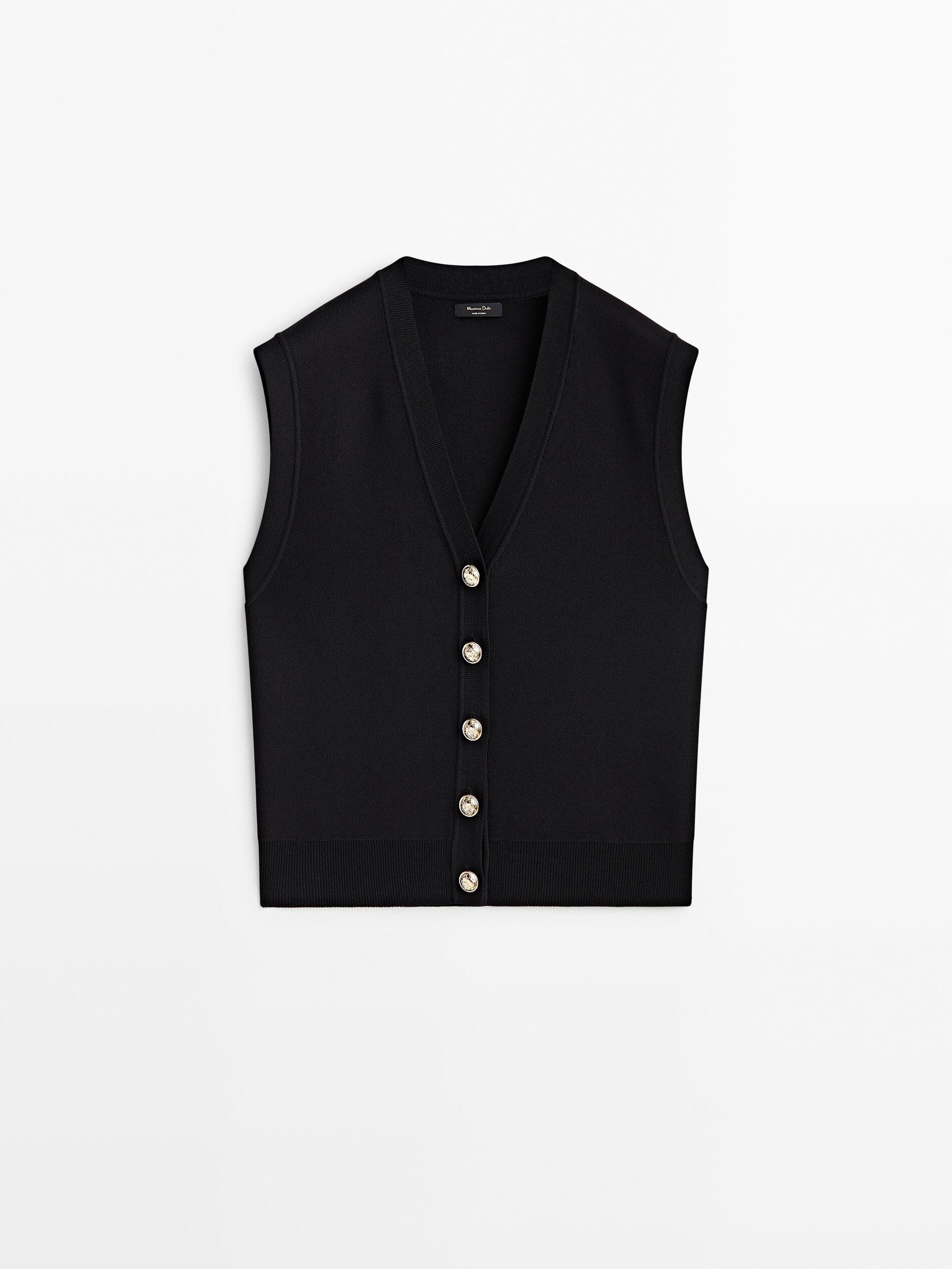 Knit vest with golden buttons | Massimo Dutti US