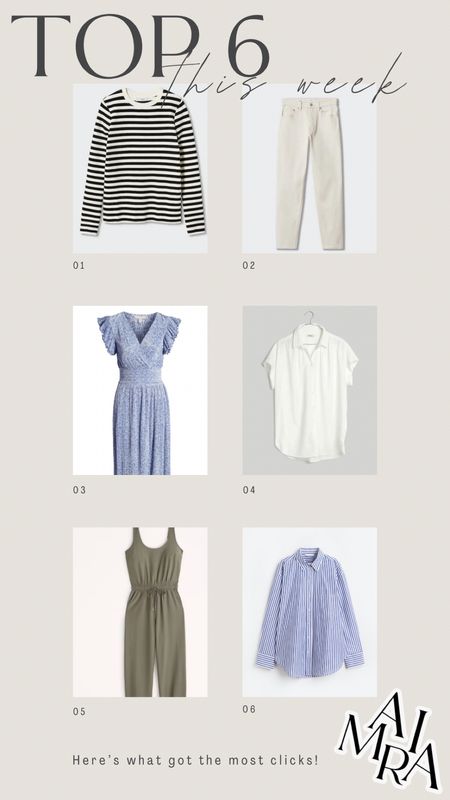 This weeks top 6! 

Easter dress // spring dress // jumper // Abercrombie style // stripped shirt // white jeans // spring jeans // white shirt // Madewell shirt // Madewell Sale // blue striped button down 

#LTKstyletip #LTKunder100 #LTKFind