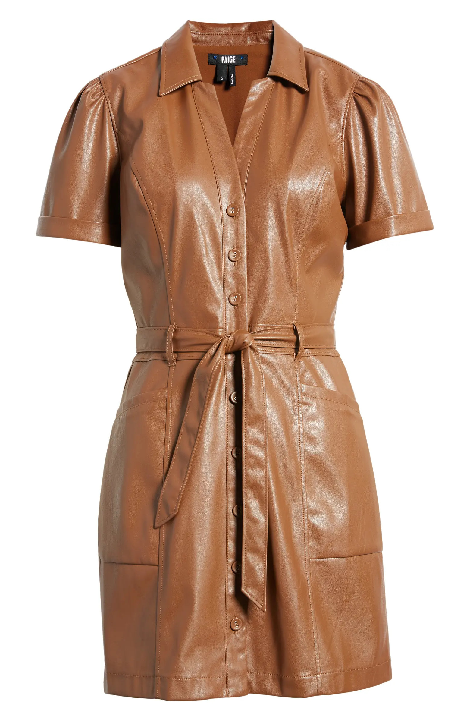 PAIGE Janette Faux Leather Shirtdress | Nordstrom | Nordstrom