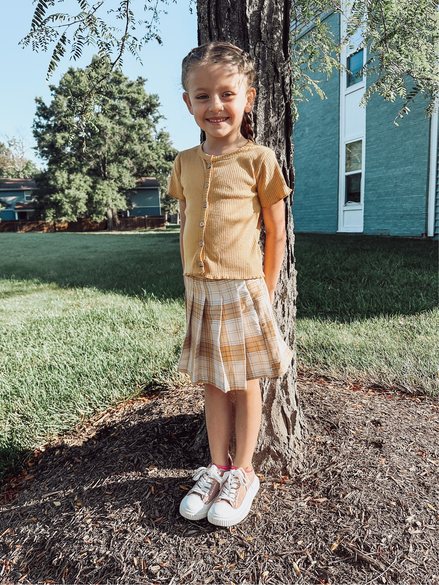 Total #cluless vibes ! 
The cutest plaid pleated skirt and faux button down tee 😍

#LTKkids #LTKbeauty #LTKBacktoSchool