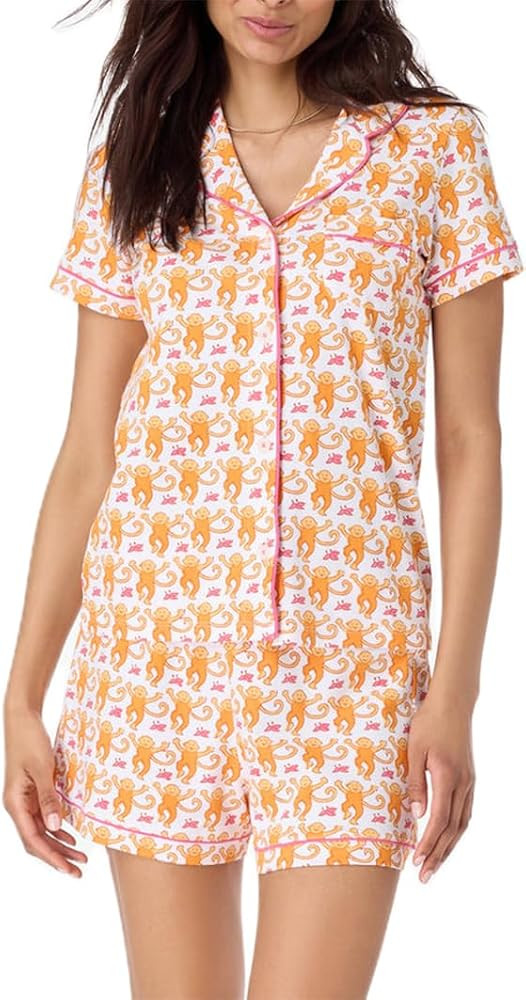 Yiulangde Y2k 2 Piece Pj Sets Pajamas for Women Tiger Floral Graphic Print Short Sleeve Button Sh... | Amazon (US)