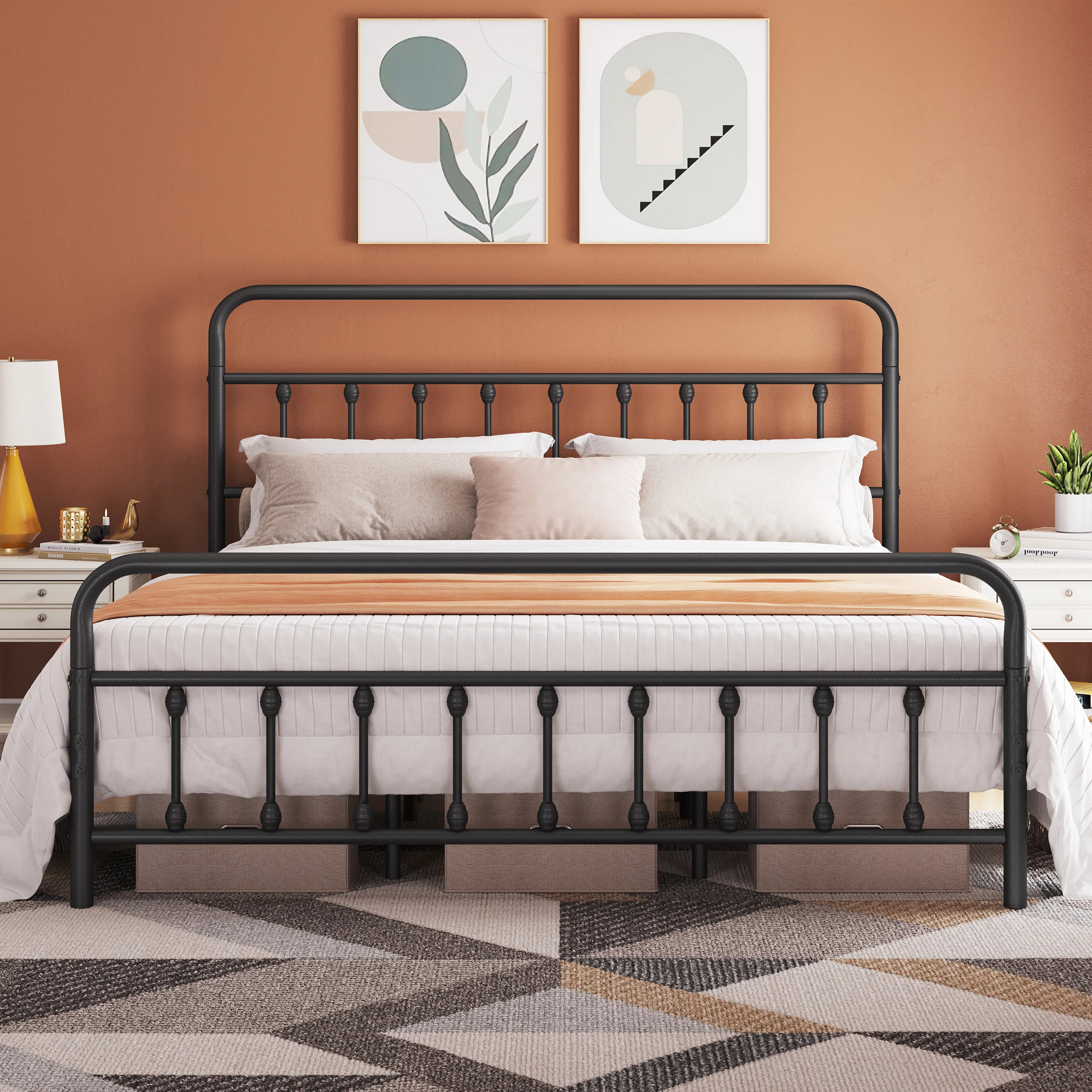 August Grove® Classic Iron Platform Bed with High Headboard and Footboard & Reviews | Wayfair | Wayfair North America