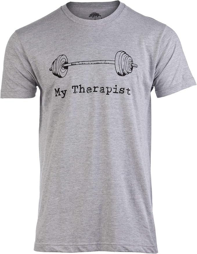 My Therapist (Barbell) | Funny Workout Working Out Weight Lifting Lifter Joke Man T-Shirt | Amazon (US)