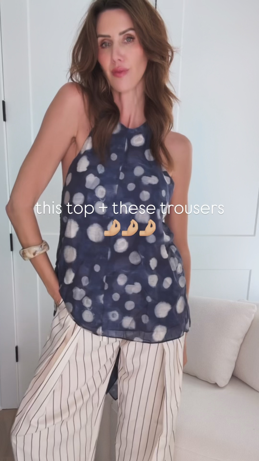 pattern mixing // blue + cream // polka dots + stripes

#LTKootd #LTKOver40 #LTKSeasonal