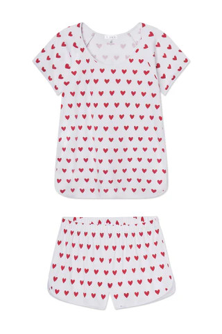 Pima Shorts Set in Classic Red Heart | Lake Pajamas