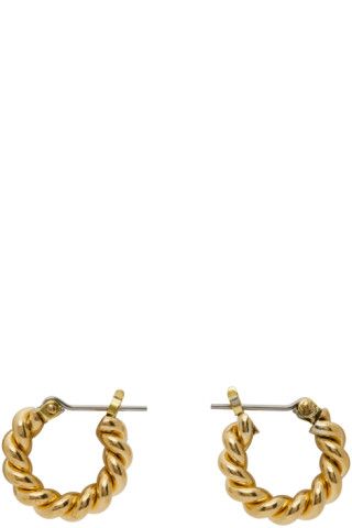 Gold Mini Twist Hoop Earrings | SSENSE