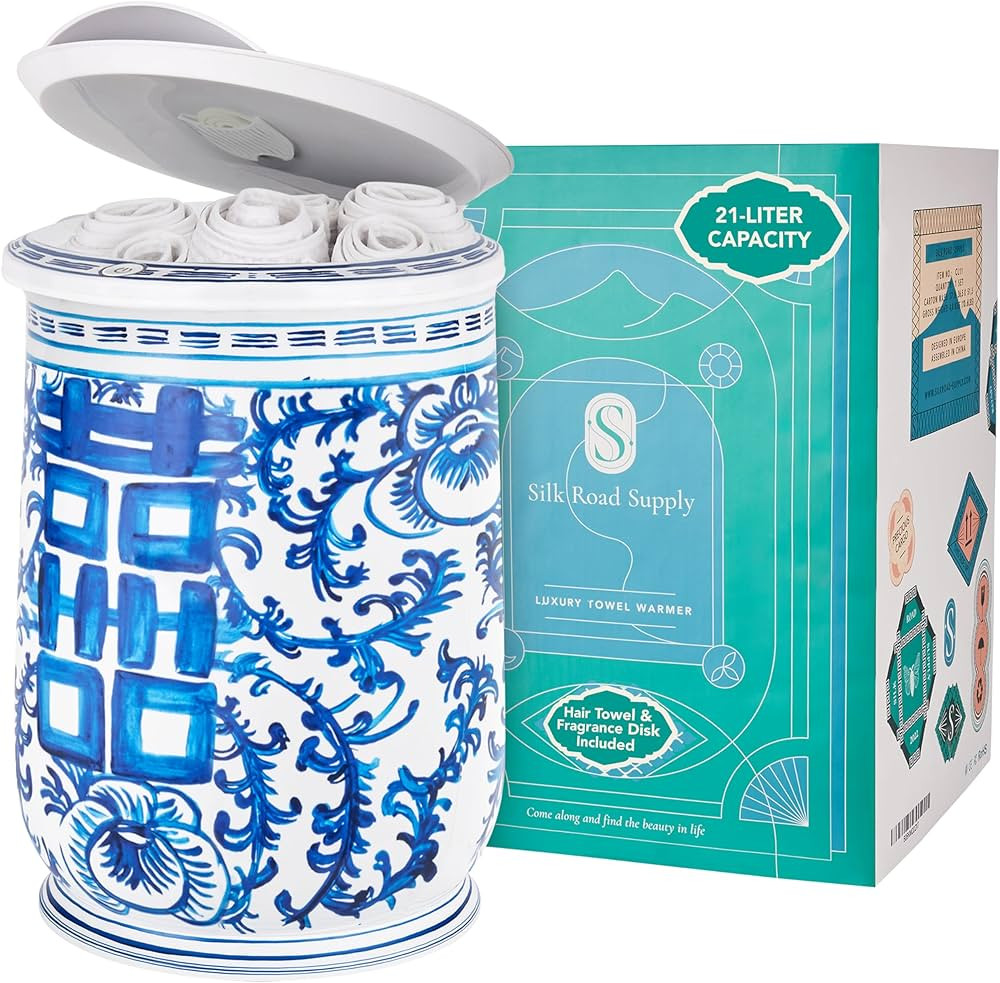 Hand-Painted Ginger Jar Bath Towel Warmers for Bathroom Large [21L Capacity] - Heated Bucket Towe... | Amazon (US)