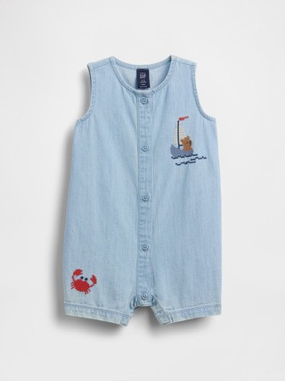 Baby Embroidered Denim Tank Shorty One-Piece | Gap (US)