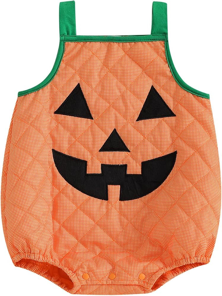 DSORVICD Toddler Baby Boy Girl Halloween Outfit Sleeveless Pumpkin Romper Bodysuit Cute Halloween... | Amazon (US)