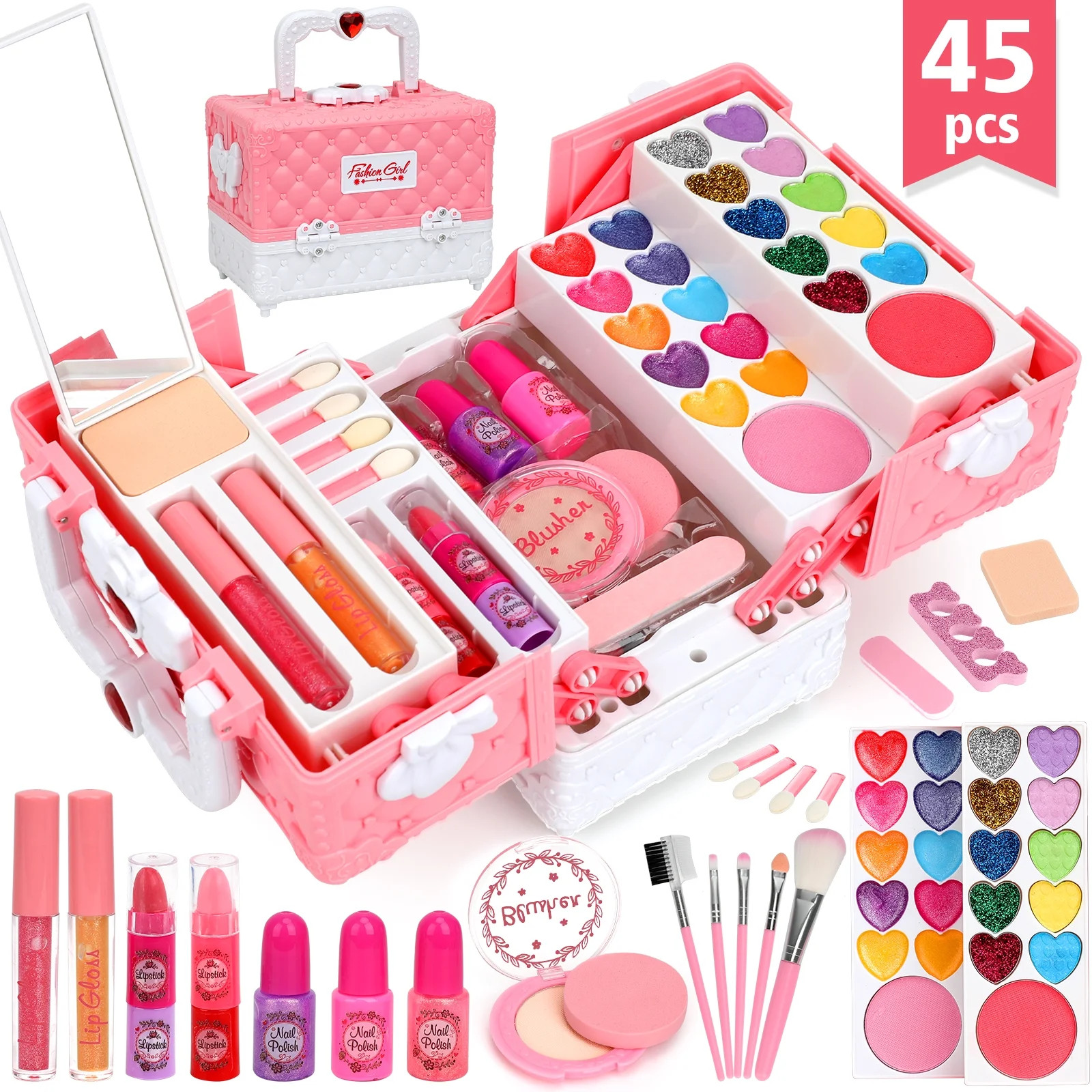Kids Makeup Kit for Girls, Washable Girls Makeup Kit with Cosmetic Case, Real Kids Girls Makeup P... | Walmart (US)