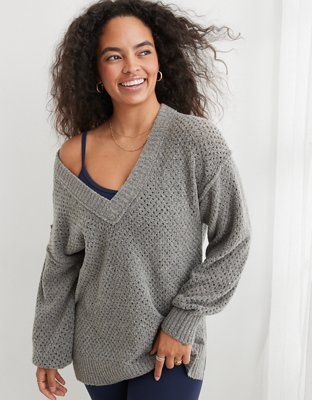 Aerie Oversized V-Neck Sweater | Aerie