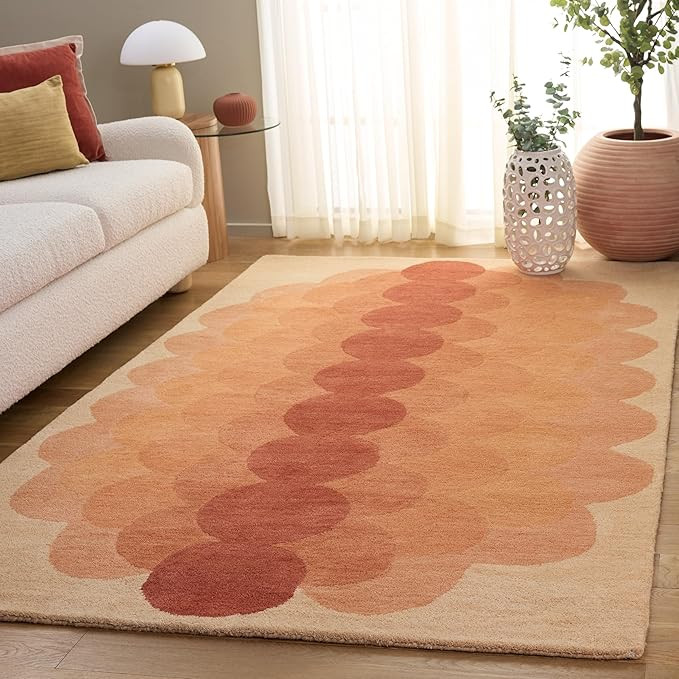 SAFAVIEH 4x6 Area Rug - Metro Collection - Orange & Rust, Handmade Wool, Ideal for Living Room, B... | Amazon (US)