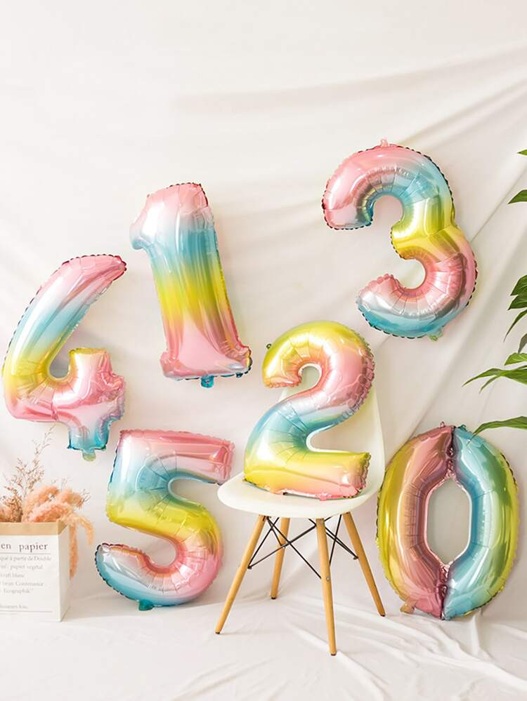 1pc Giant 32inch Disposable PE Balloon,Creative Ombre Number Shaped Digital Foil Balloon For Birt... | SHEIN