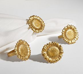 Sunflower Napkin Rings - Set of 4 | Pottery Barn (US)