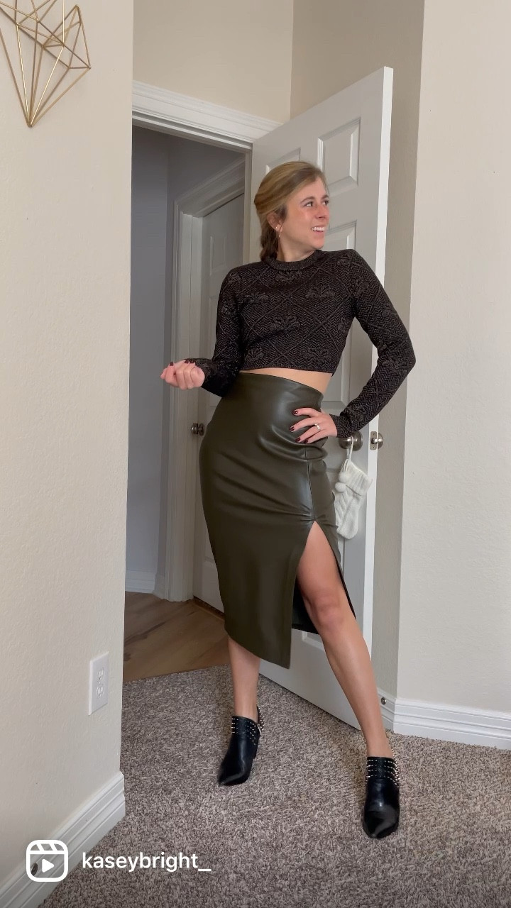 Faux leather skirt 3 ways for winter and the holidays 

#LTKSeasonal #LTKsalealert #LTKstyletip