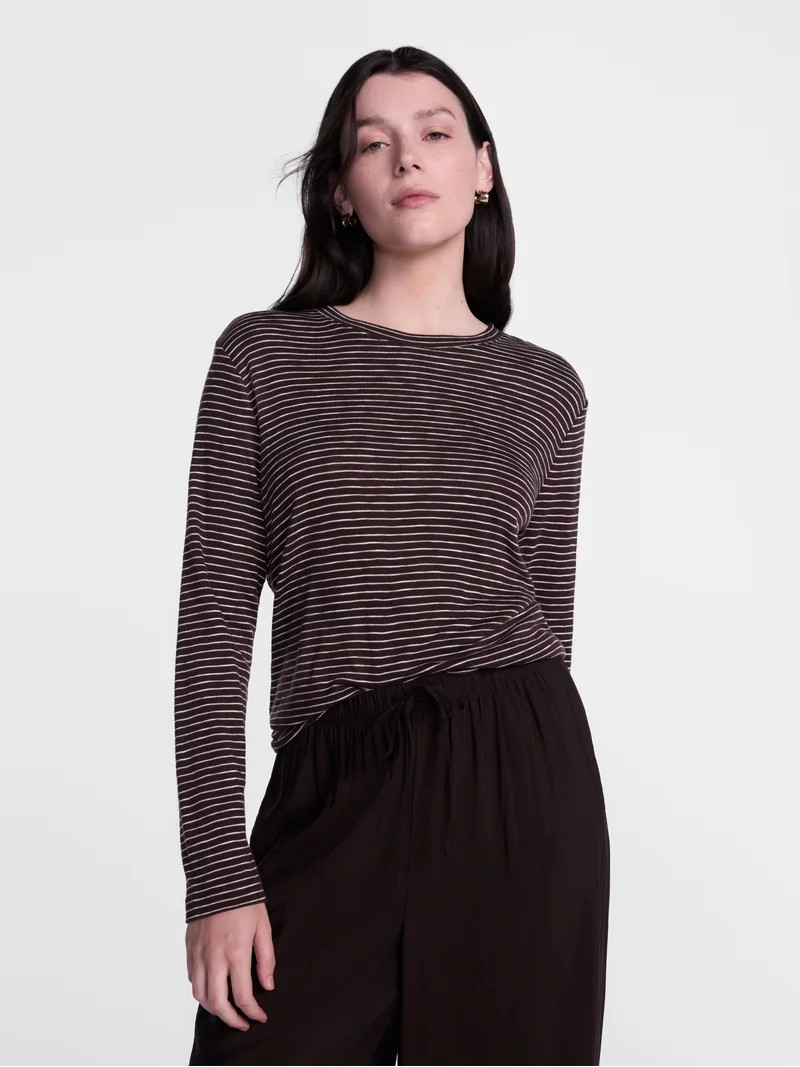Scenario Women's Oversized Tee with Long Sleeves, Sizes XS-XXXL | Walmart (US)