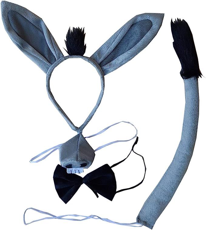 Kirei Sui Kids Donkey Headband Bowtie Tail Nose 4pcs Costume | Amazon (US)
