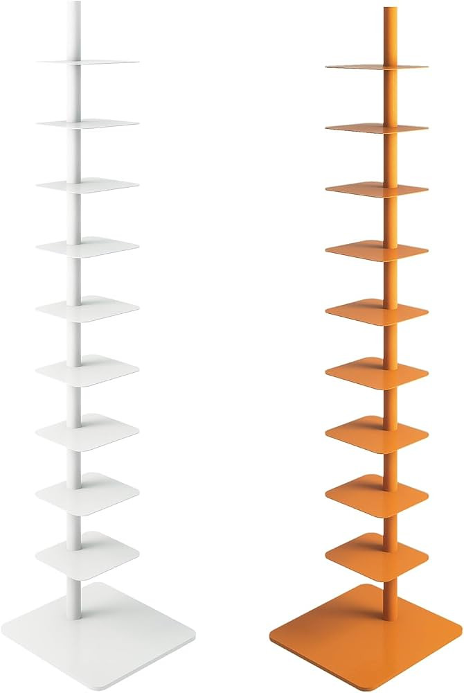 9-Tier Metal Spine Bookshelf - Vertical Tower for Booksfor Small Spaces, Multipurpose Corner Book... | Amazon (US)