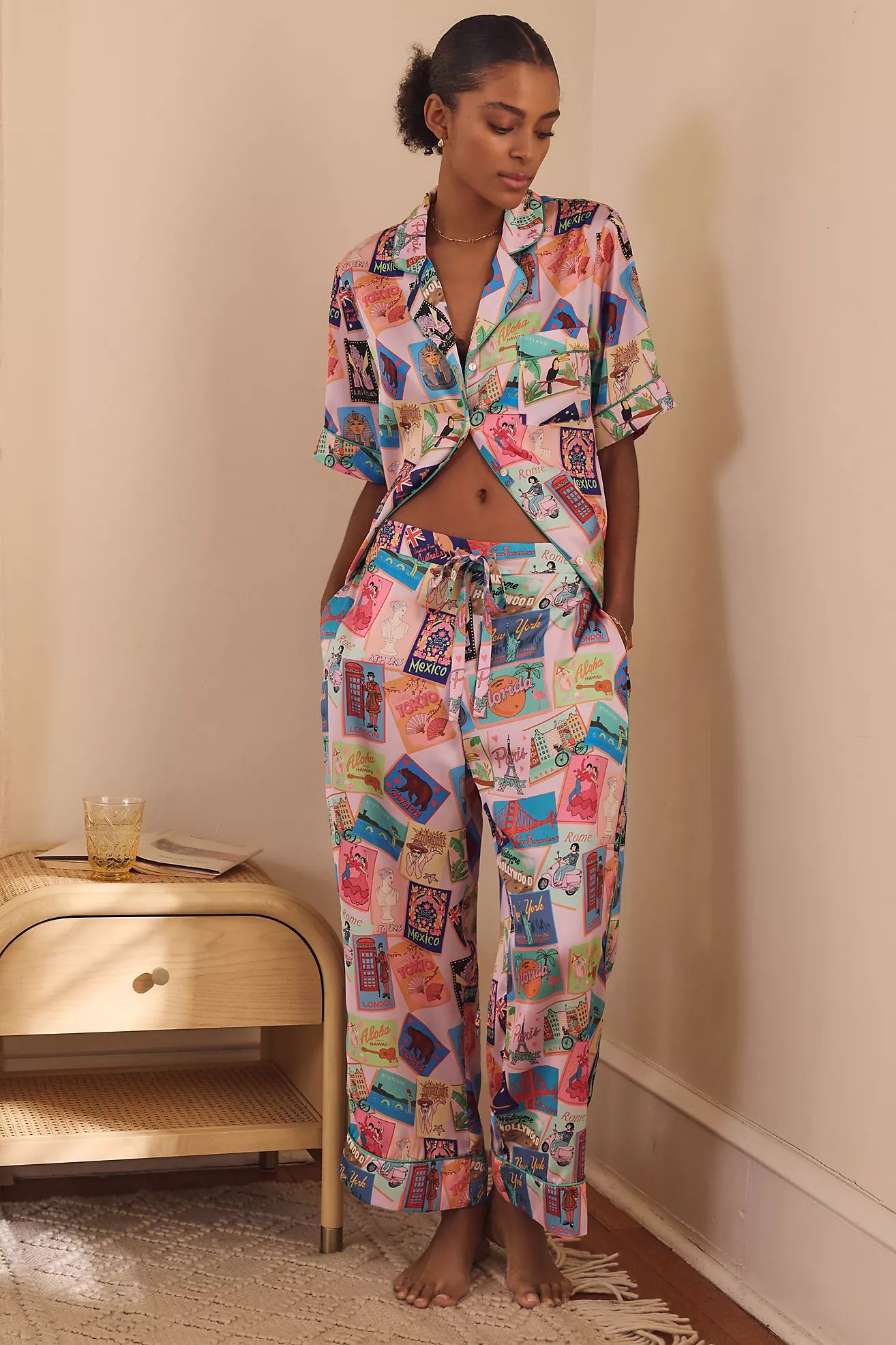 Karen Mabon Short-Sleeve Postcard Pajama Set | Anthropologie (US)