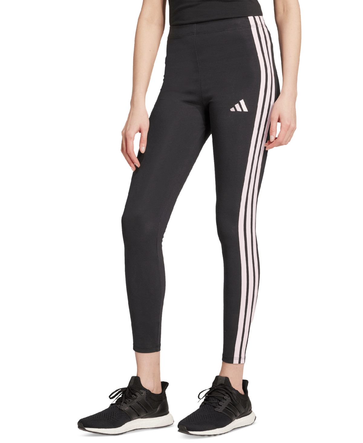 adidas Women's Slim-Fit Full-Length High-Rise Leggings - Black/Clear Pink | Macy's