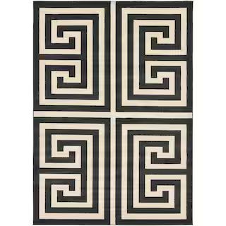 Unique Loom Athens Greek Key Black 7' 0 x 10' 0 Area Rug 3124177 - The Home Depot | The Home Depot