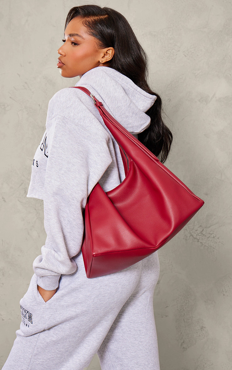 Cherry Red PU Slouchy Oversized Tote Bag | PrettyLittleThing US