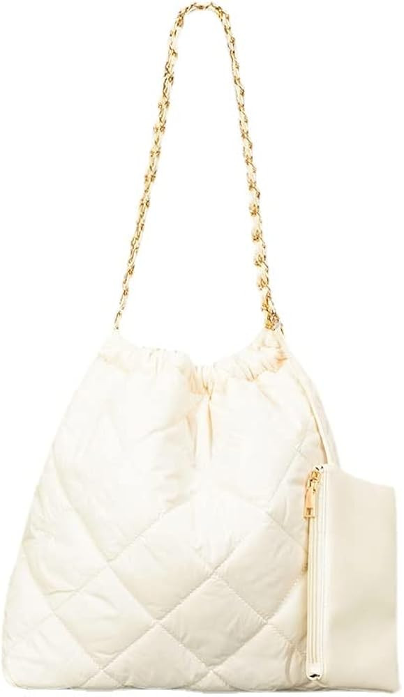 Puffer Tote Bag Quilted Bucket Bag for Women Puffy Purse Handbags Down Padded Shoulder Bag | Amazon (US)