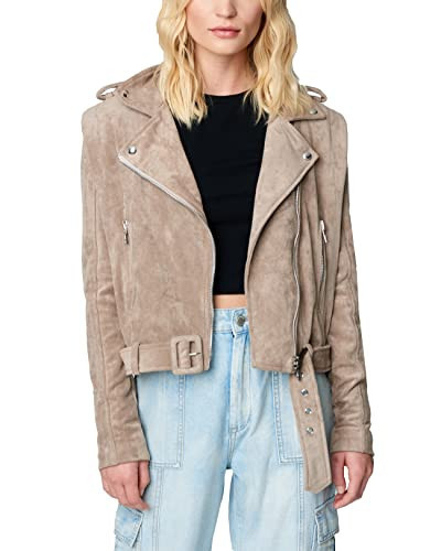 [BLANKNYC] Womens Luxury Clothing Suede Moto Jacket, Comfortable & Stylish Coat, Chance Of Rain, Small | Amazon (US)