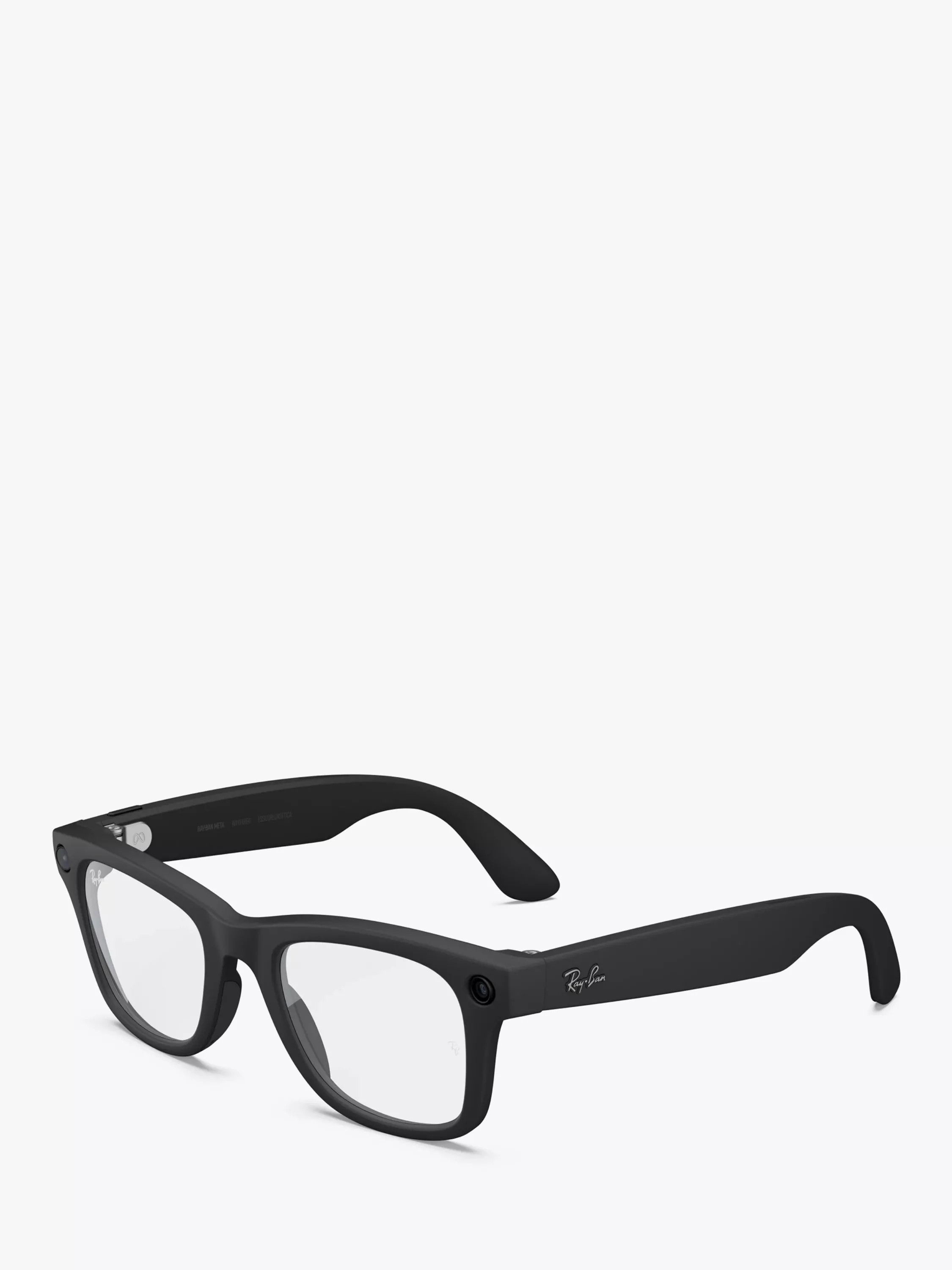 Meta Ray-Ban Meta Wayfarer (Gen 2) Glasses, Matte Black, Clear/Blue Lens | John Lewis (UK)